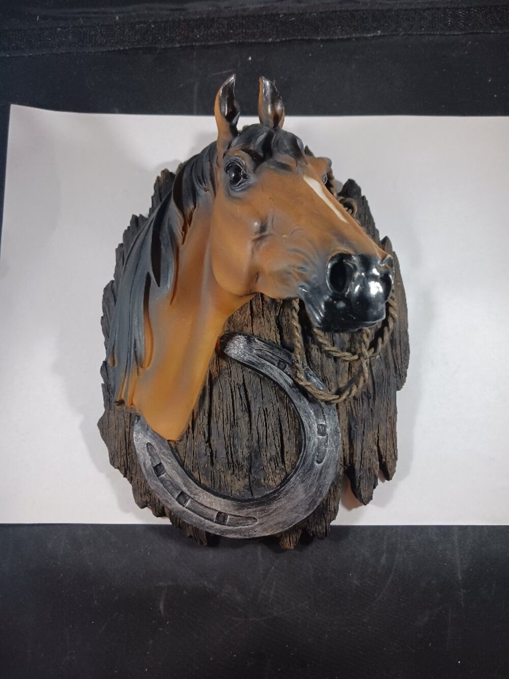 Vintage Horse Head Barn 3D Wall Figure Plaque Western Horses Farm Decor